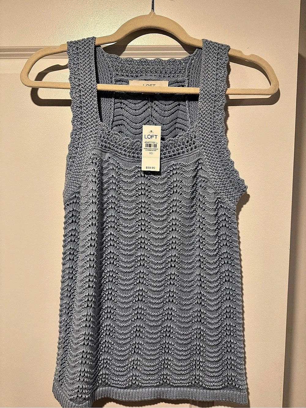 LOFT Open Stitch Sweater Tank Top Gray XS